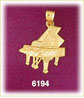 14k gold etched piano charm