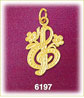 14k gold floral treble clef charm