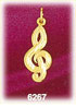 14k gold etched g clef music charm
