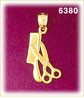 14K Gold 3D Hair Cutting Scissors & Comb Charm