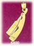 14K Gold Moveable 3D Straight Razor Charm