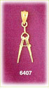 14K Gold Drafting Compass Charm