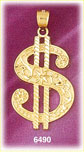 14K Gold Dollar Sign Charm