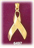 14K Gold Polished 3D Ribbon Charm