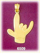 14K Gold I Love You Hand Symbol Charm