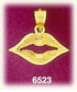 14K Gold Open Lips Charm