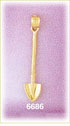 14K Gold 3D Shovel Charm