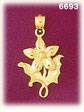 14K Gold Flower W/Leaves Charm