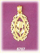 14k gold ornate framed rose charm
