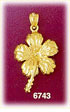 14K Gold Detailed Hibiscus Charm