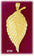14K Gold Ornate Leaf Charm