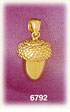 14K Gold 3D Acorn Charm