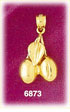 14K Gold 3D Kiwi Charm