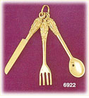 14K Gold Fork Knife & Spoon Charm