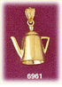14K Gold 3D Kettle Charm