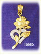 14K Two Color Gold Rose-Heart Charm
