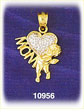 14K Two Color Solid Gold Heart Charm