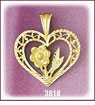 14Kt Gold Flower Designer Heart Charm