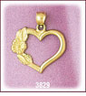 14Kt Gold Rose Designer Heart Charm