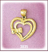 14Kt Gold Bow Designer Heart Charm