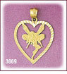 14Kt Gold Tinkerbell Designer Heart Charm