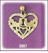 14Kt Gold Birds Designer Heart Charm