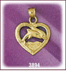 14Kt Gold Dolphin Designer Heart Charm