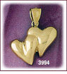14Kt Gold Floating Hearts Charm