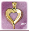 14 Karats Gold Floating Heart Charm