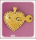 14K Gold Heart & Key Charm