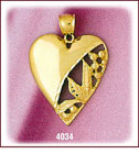 14Kt Gold Leaf Designer Heart Charm
