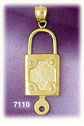 14Kt Gold Lock Key Charm