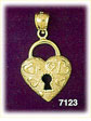 14 Karat Solid Gold Lock Heart Charm