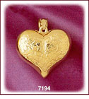 14Kt Gold Puffed Floral Heart Charm
