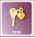 14K Gold Puffed Heart Key Charm