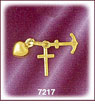 14Kt Gold Puffed Heart, Cross & Anchor Charm