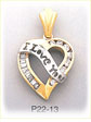 14K Two Tone Gold I Love You CZ Heart Charm