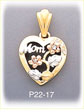 14K Tri Color Gold CZ Mom Heart Charm