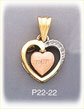 14Kt Tri Color Gold Mom Heart CZ Charm