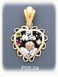 14K Tri Color Gold #1 Mom Heart Gemstones Charm