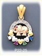 14K Tri Color Gold Gemstone Elephant Heart Charm