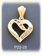 14K Gold CZ Heart Charm