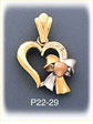 14K Tri Color Gold Ribbon & CZ Heart Charm