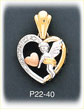 14K Tri Color Gold Angel W/CZ Heart Charm
