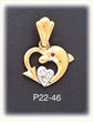 14K Two Color Gold Dolphin Heart CZ Charm
