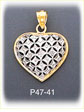 14K Two Color Gold Heart Designer Charm