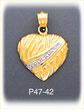 14K Two Color Gold Heart Charm