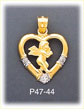 14K Two Color Gold Angel Designer Heart Charm