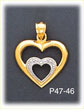 14Kt Two Color Gold Heart Charm