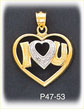 14K Two Color Gold I Love You Heart Charm